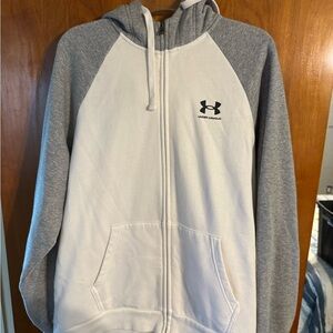 Under Armour White and Gray Zip Up Hoodie